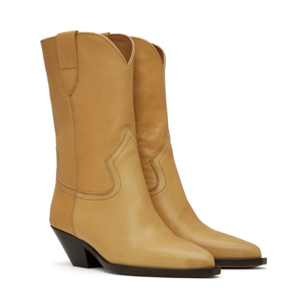 Isabel Marant Dahope Leather Heeled Boots Tan 39 8